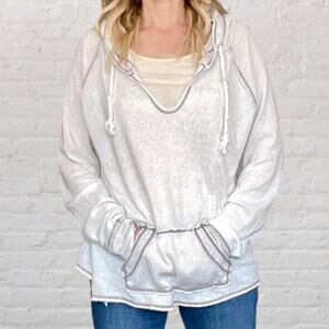 Y2K Tissue Fleece Hoodie L Pale Pink Glen Arbor Pullover Athleisure Beachwear